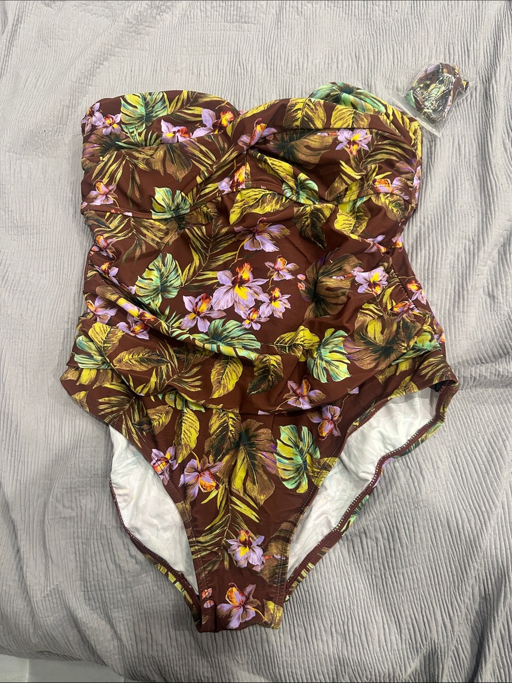 Shade & Shore Brown Tropical Floral women’s  One-Piece Swimsuit
